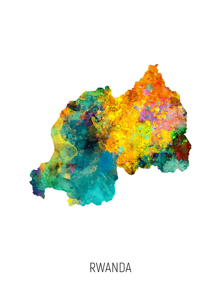 Rwanda Watercolor Map