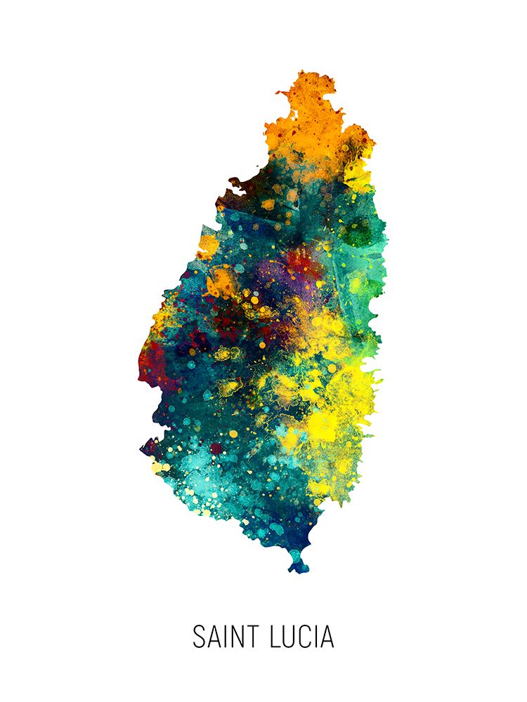 Saint Lucia Watercolor Map