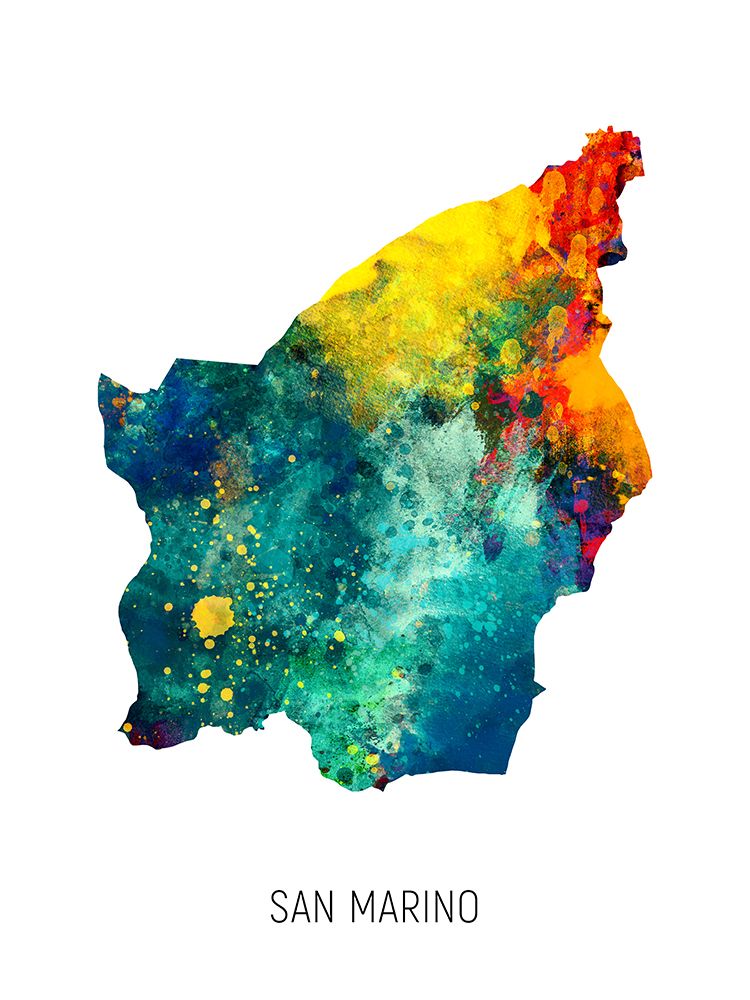 San Marino Watercolor Map