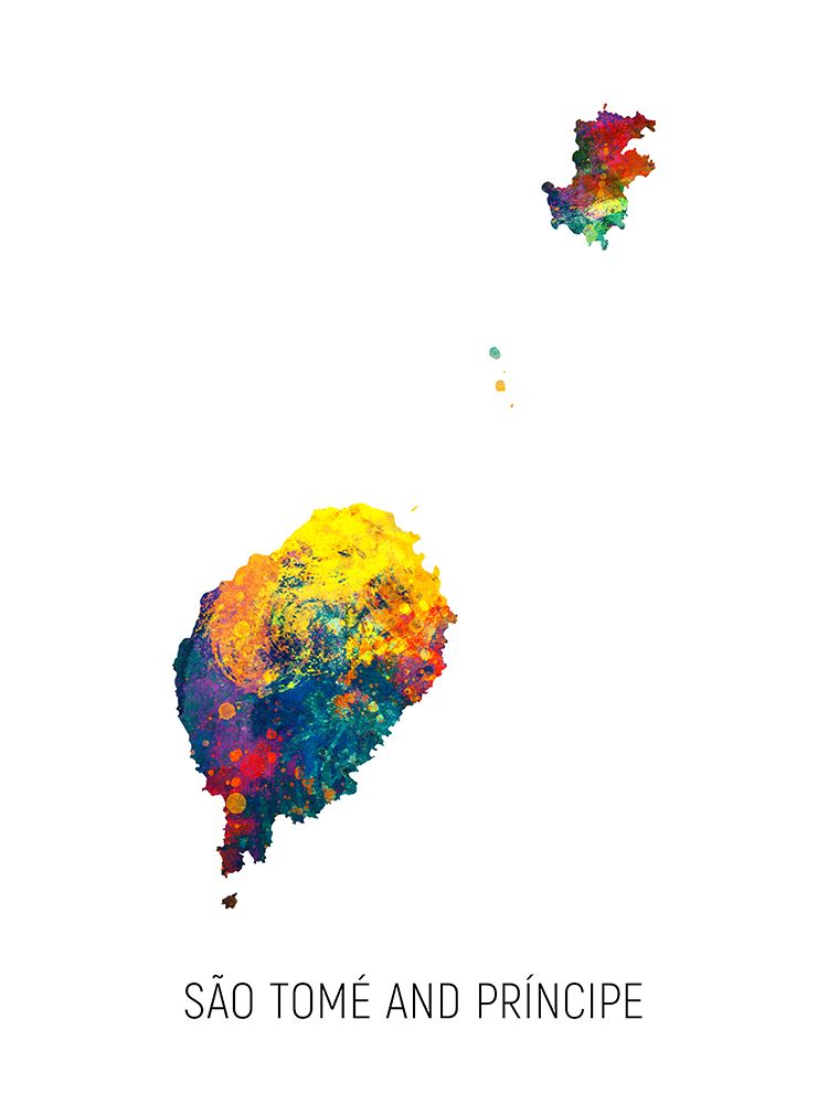 Sao Tome and Principe Watercolor Map