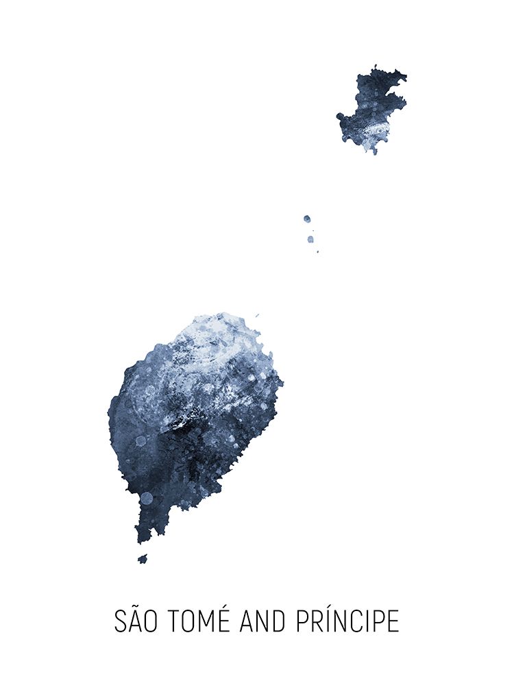 Sao Tome and Principe Watercolor Map