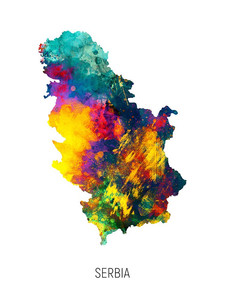 Serbia Watercolor Map