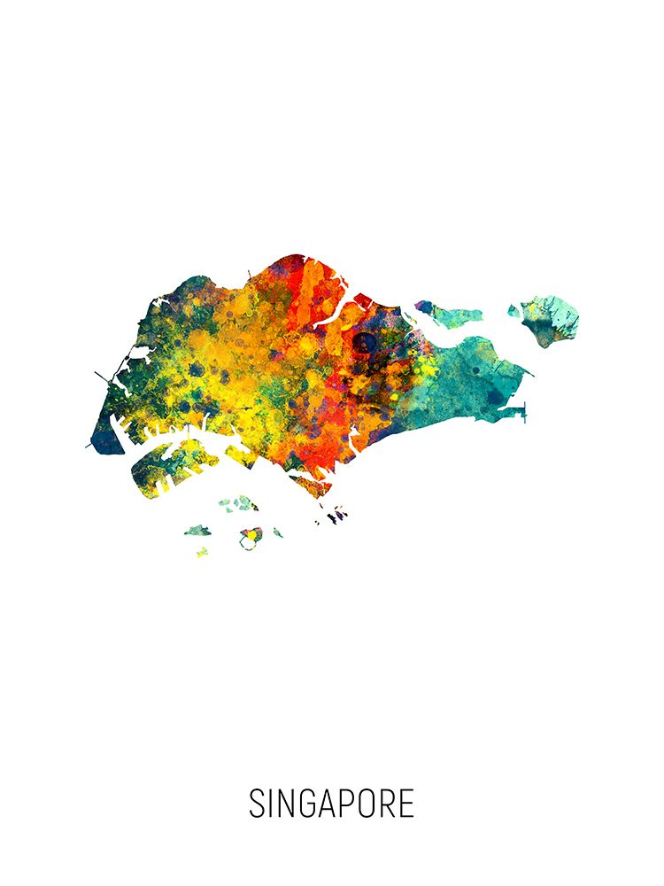 Singapore Watercolor Map
