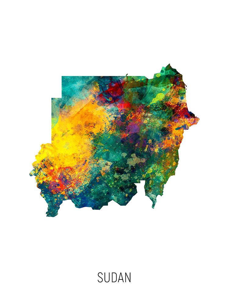Sudan Watercolor Map