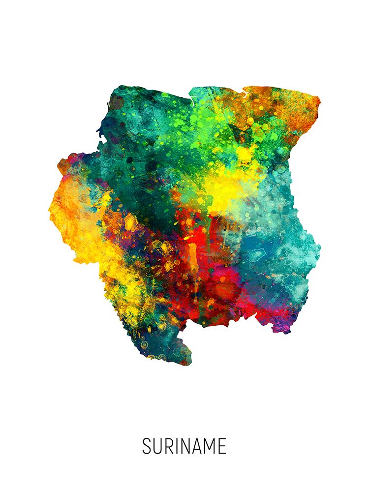 Suriname Watercolor Map