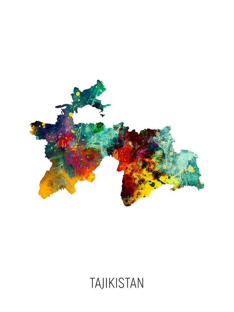 Tajikistan Watercolor Map