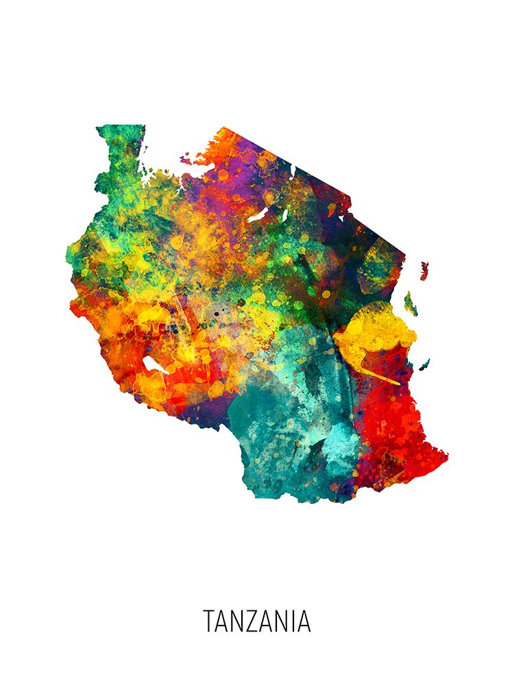 Tanzania Watercolor Map