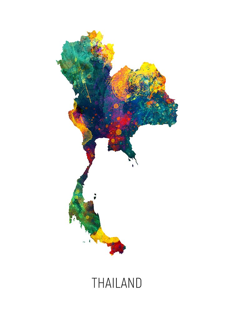 Thailand Watercolor Map
