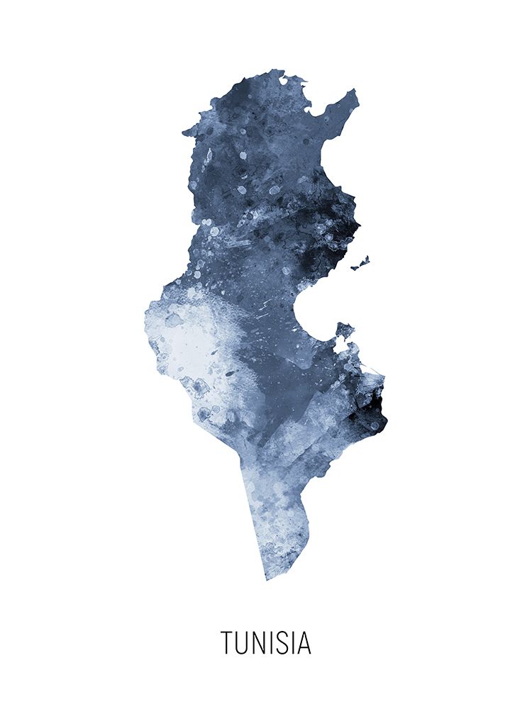 Tunisia Watercolor Map
