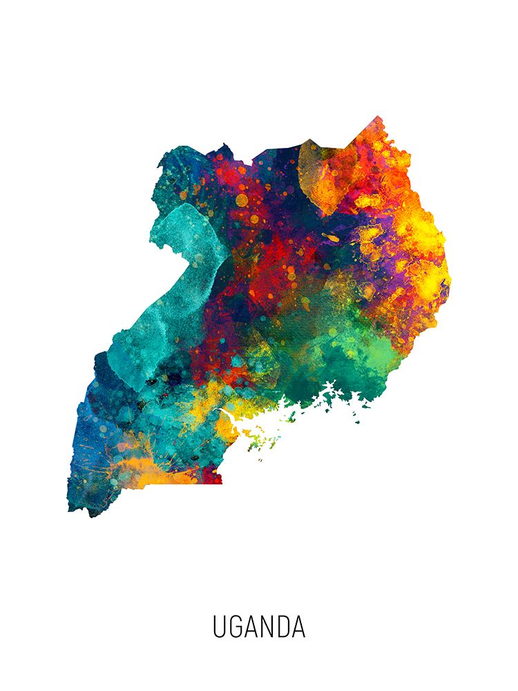 Uganda Watercolor Map
