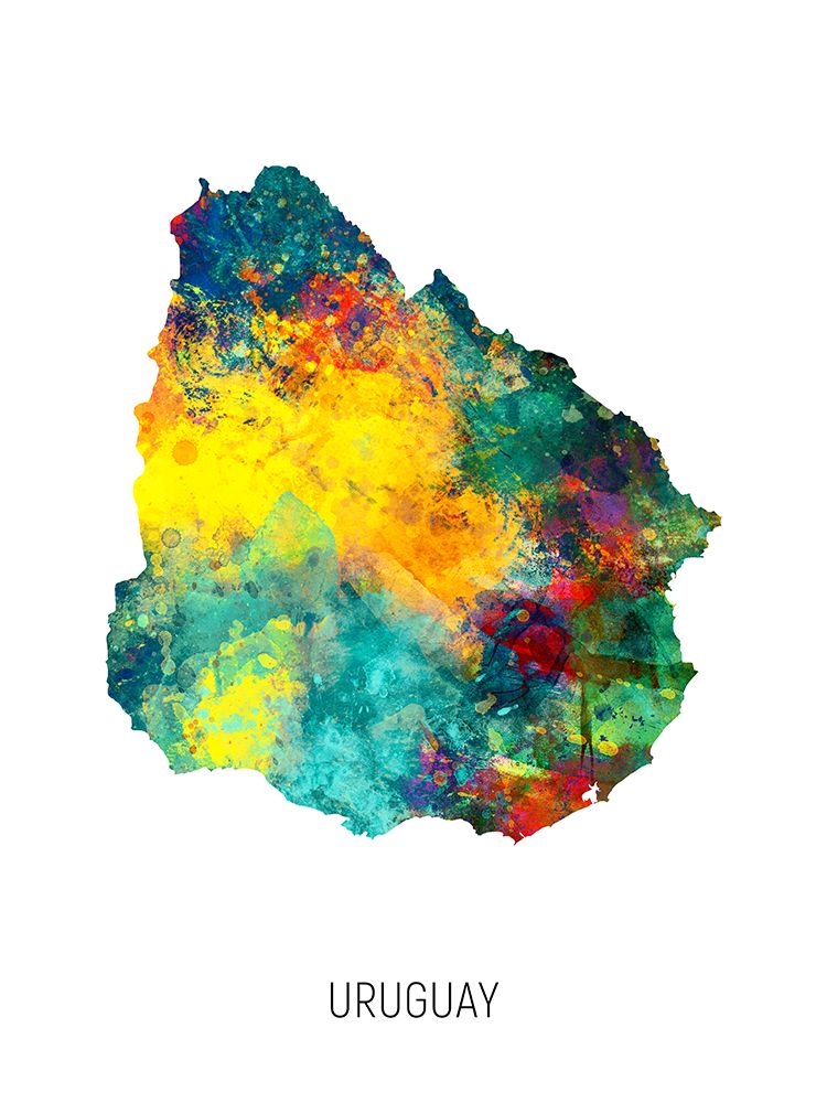 Uruguay Watercolor Map