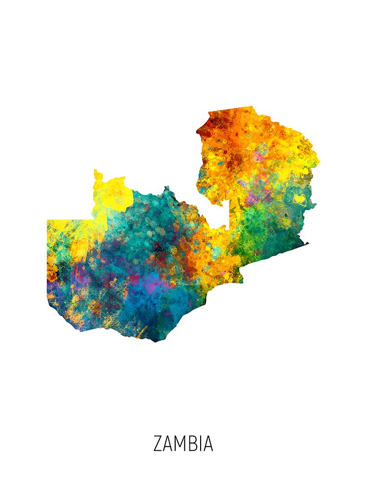 Zambia Watercolor Map