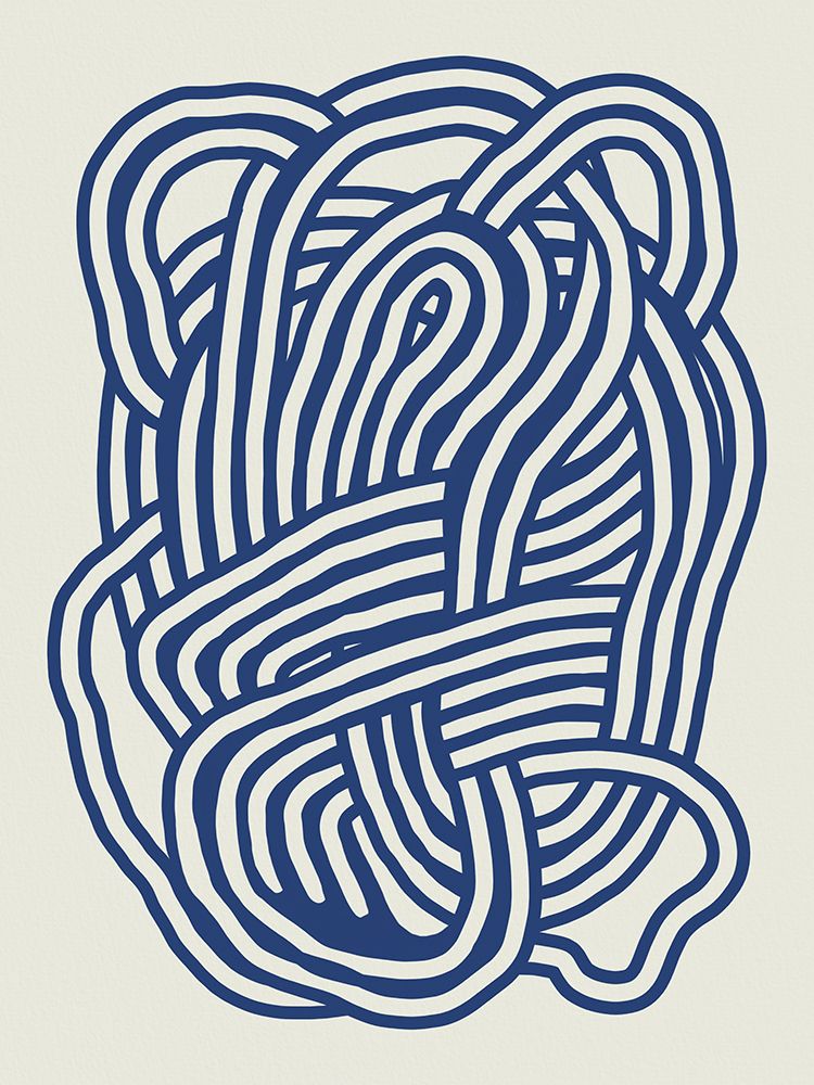 Line art organic shape in blue 03