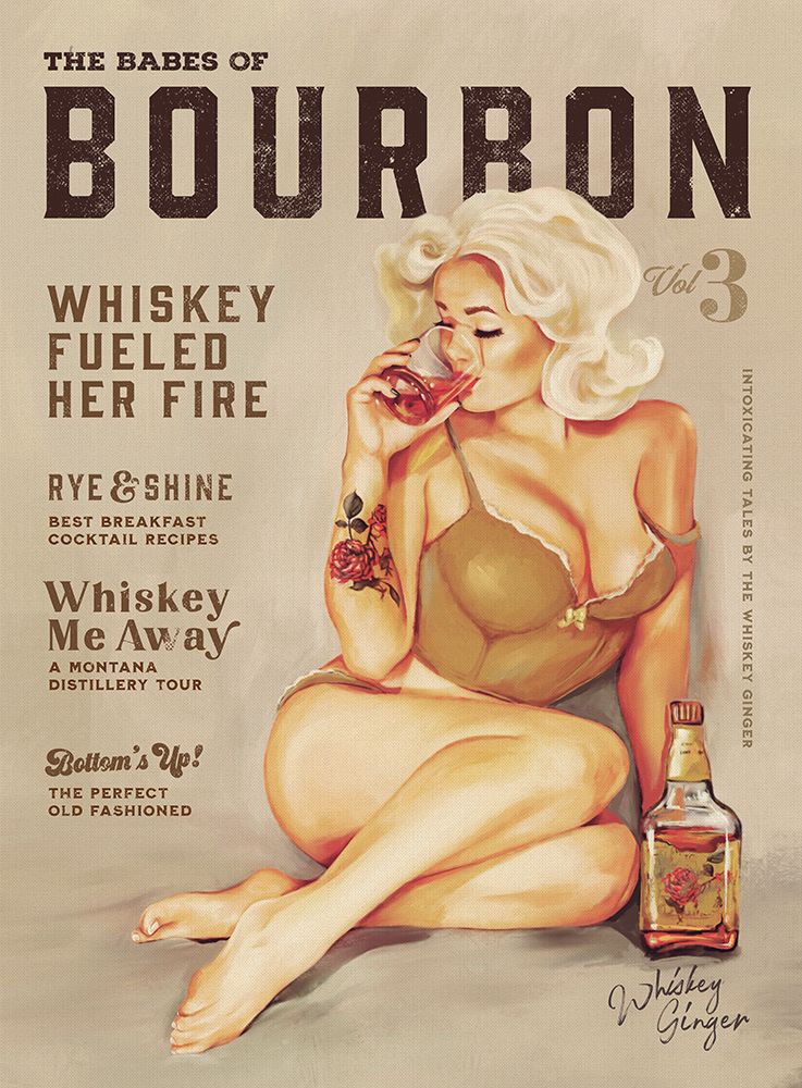 Babes of Bourbon Vol 3 Sexy Vintage Pin Up Girl Drinking Whiskey
