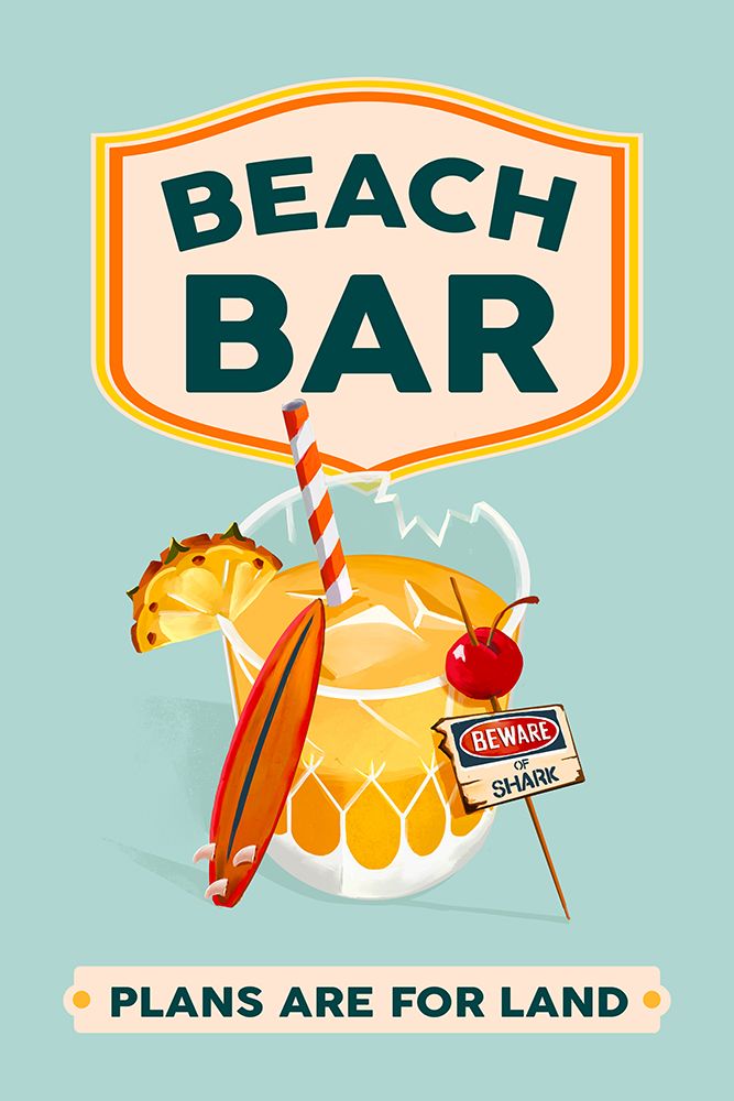 Beach Bar Summer Tropical Cocktail Bar Art