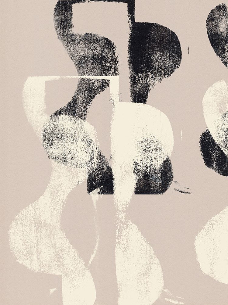Tango. Organic shapes in black and white on neutral beige.