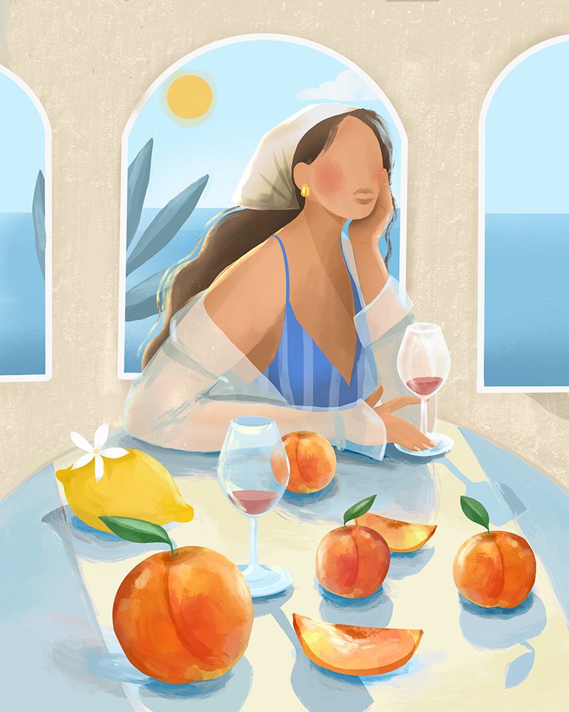 Girl with peaches