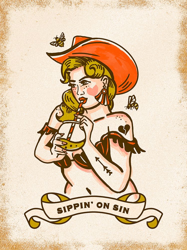 Sippin On Sin Cute a Sassy Cowgirl Art