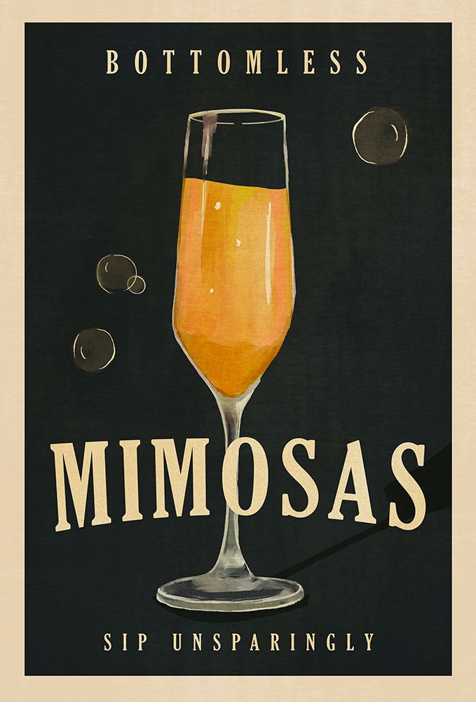 Bottomless Mimosas Art Deco Cocktail Bar Art