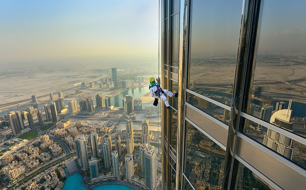 At the top
