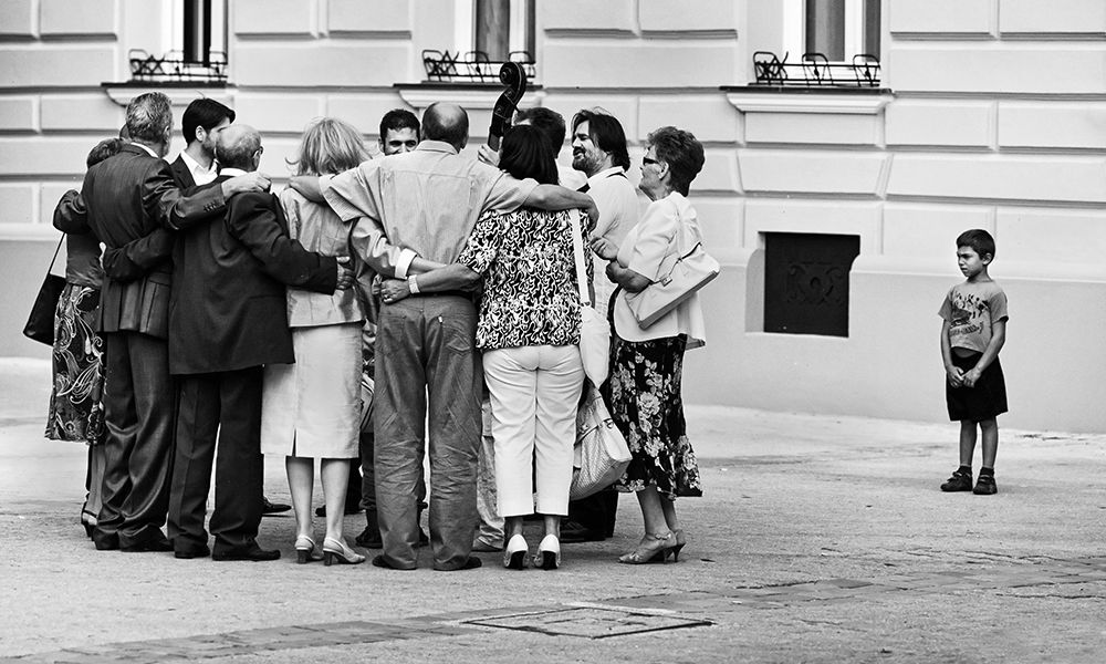 Happy people and someone else