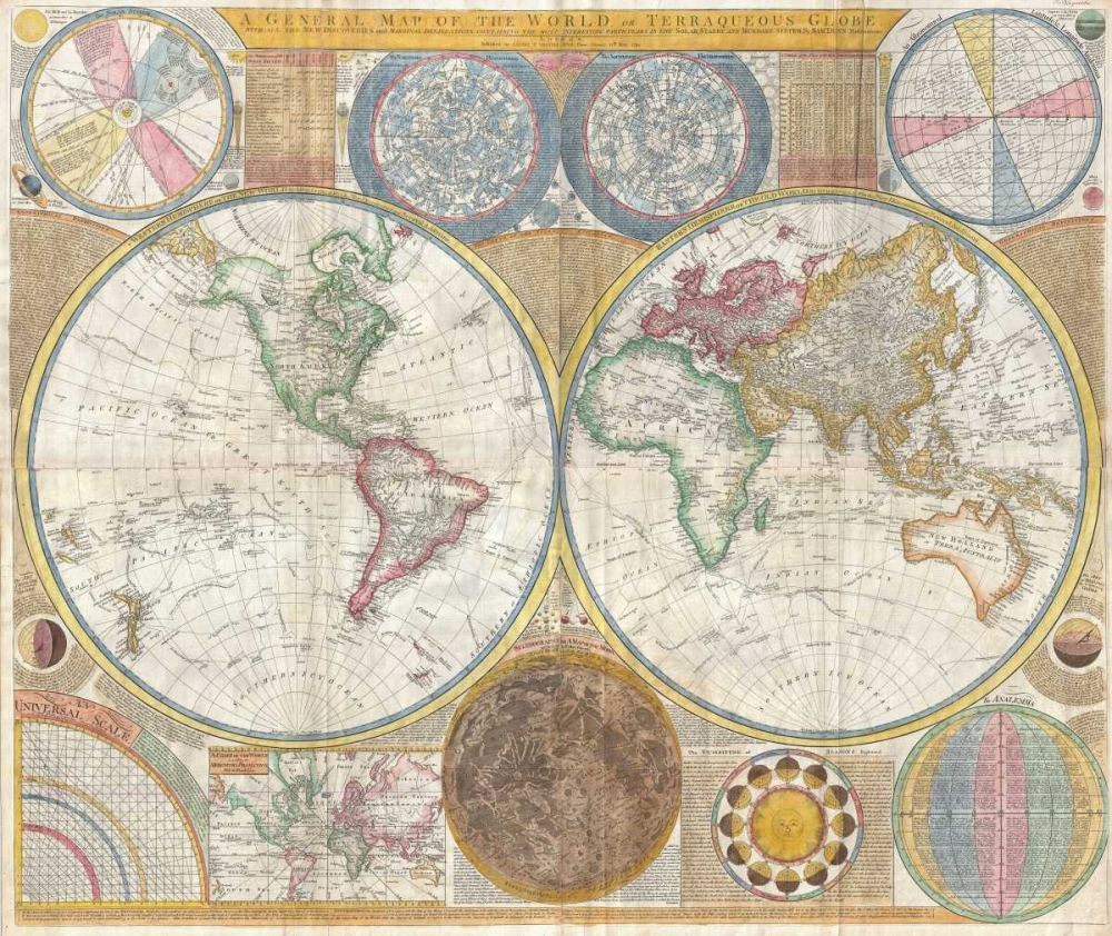 Map of the World in Hemispheres