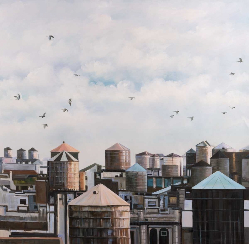 Water Towers with Birds