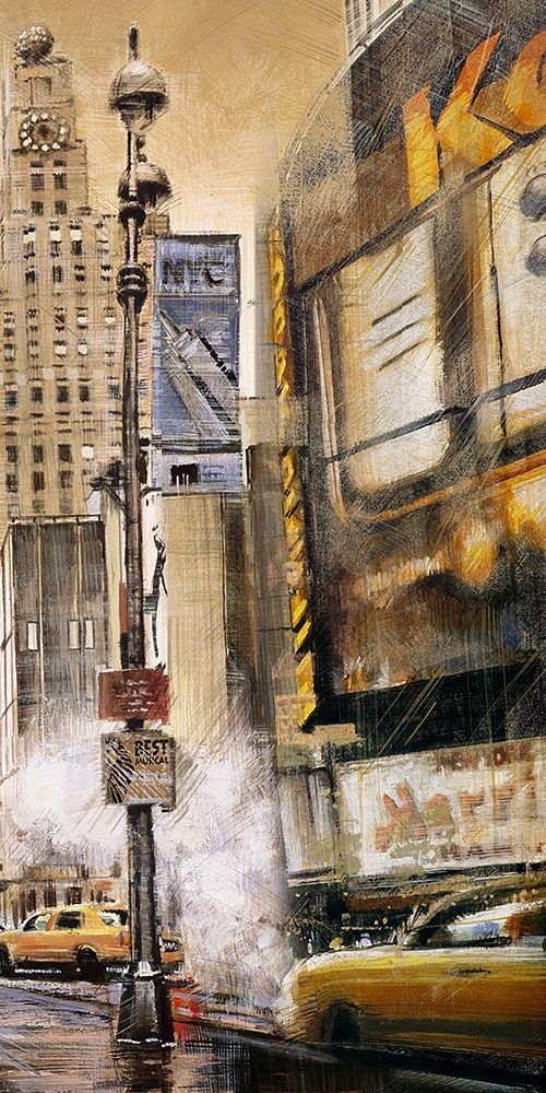 BIG CITY STREET BY A CLOUDY DAY