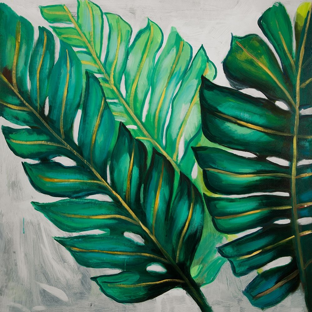 THREE BIG EXOTIC PLANT LEAVES