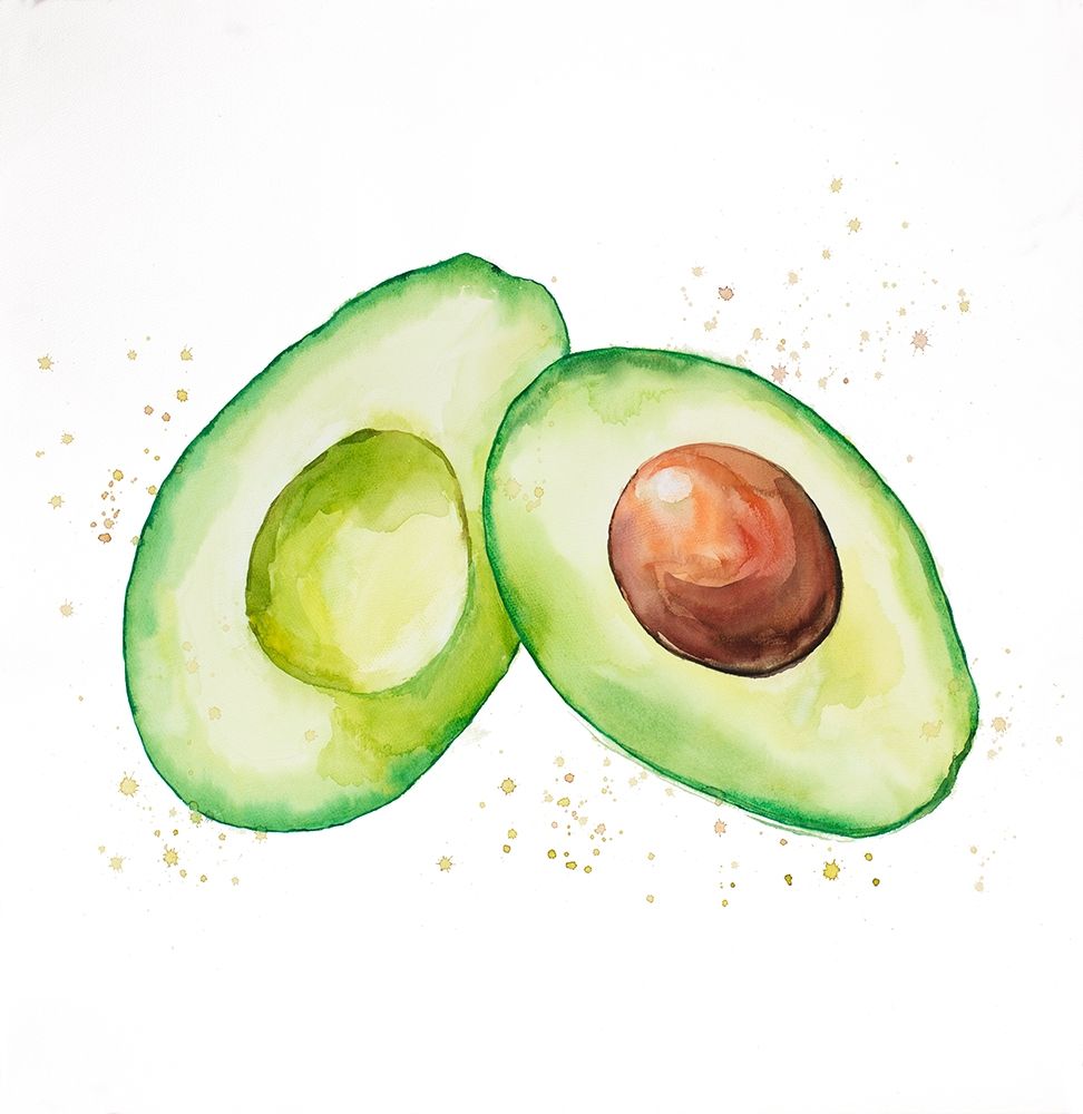 Watercolor Open Avocado