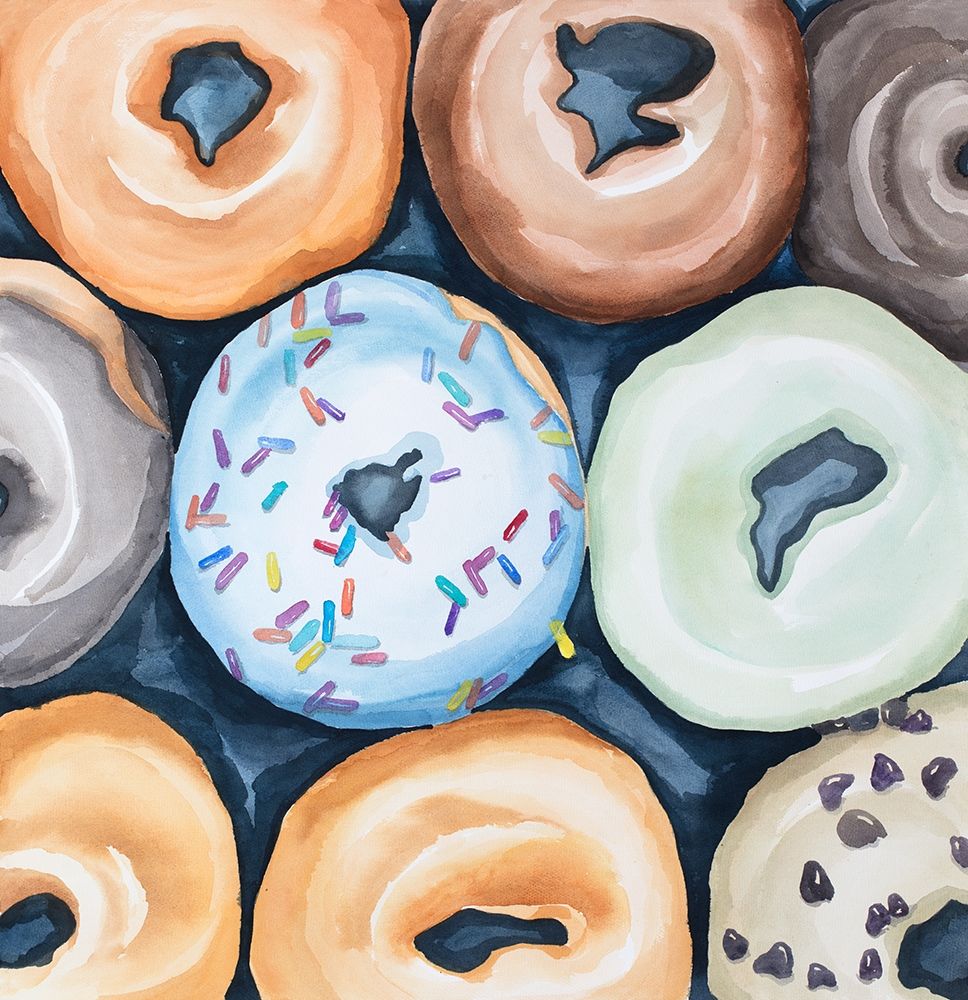 Watercolor Doughtnuts with Icing