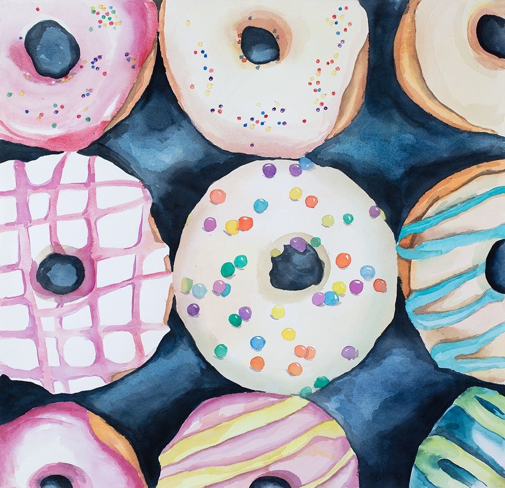 Watercolor Delicious Looking Doughtnuts