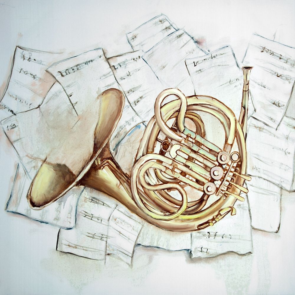 HORN ON MUSIC SHEET