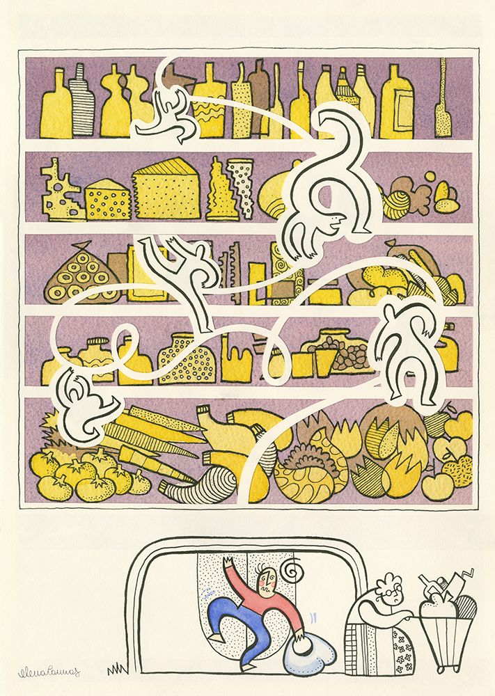 Man in a Well Stocked Supermarket