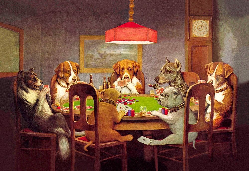 Dogs playing cards