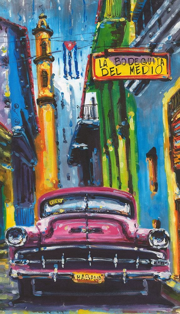 Pink Car in Cuba