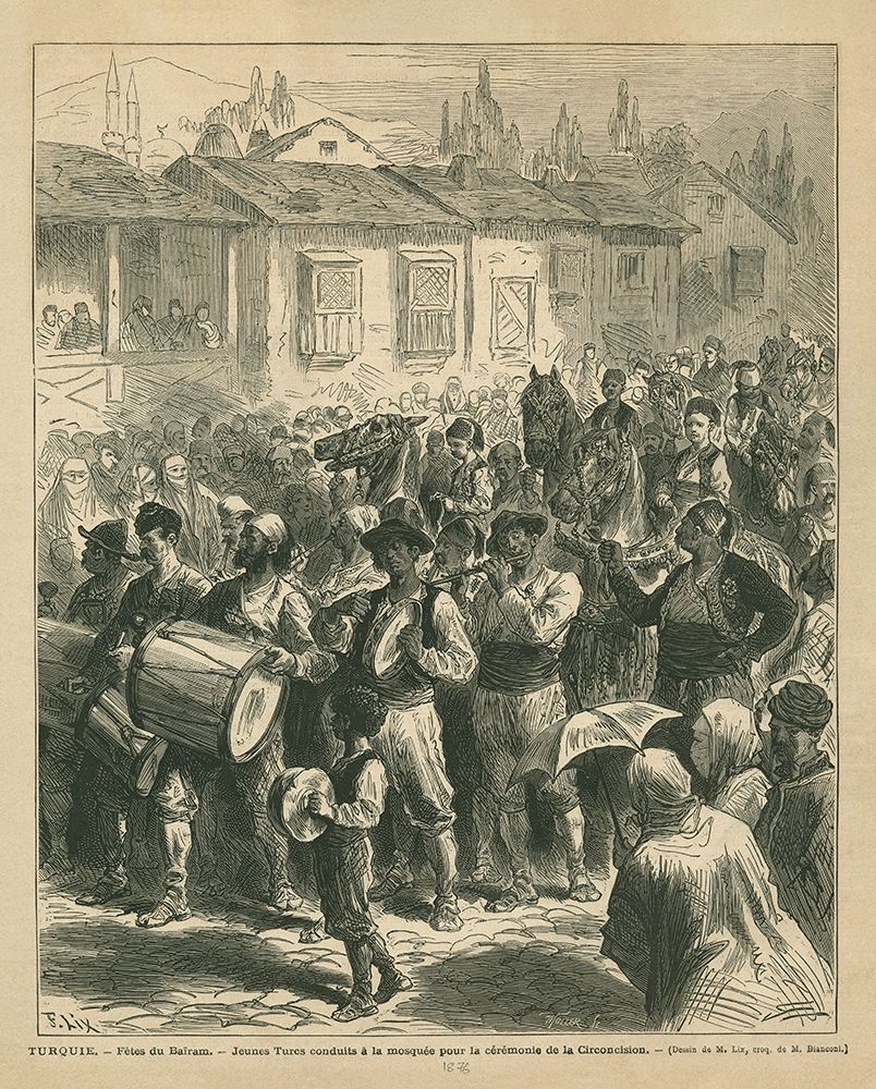 Musicians procession in the village