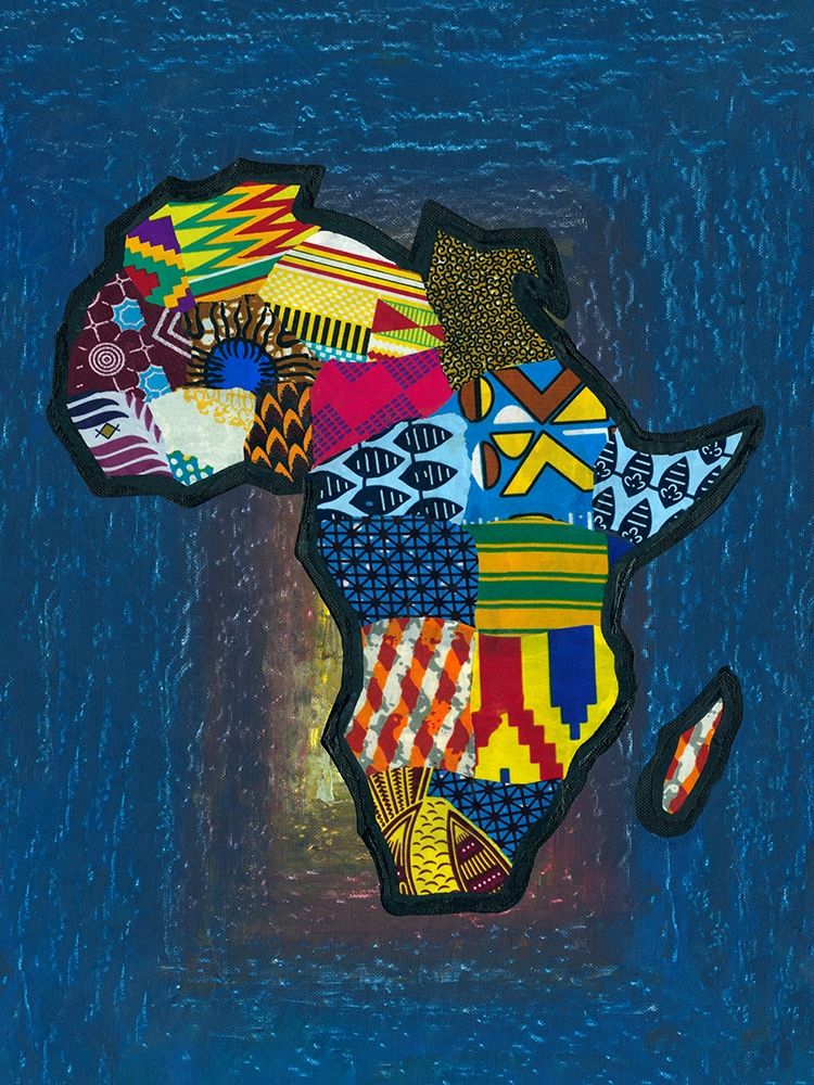 Multicoloured Africa on Blue