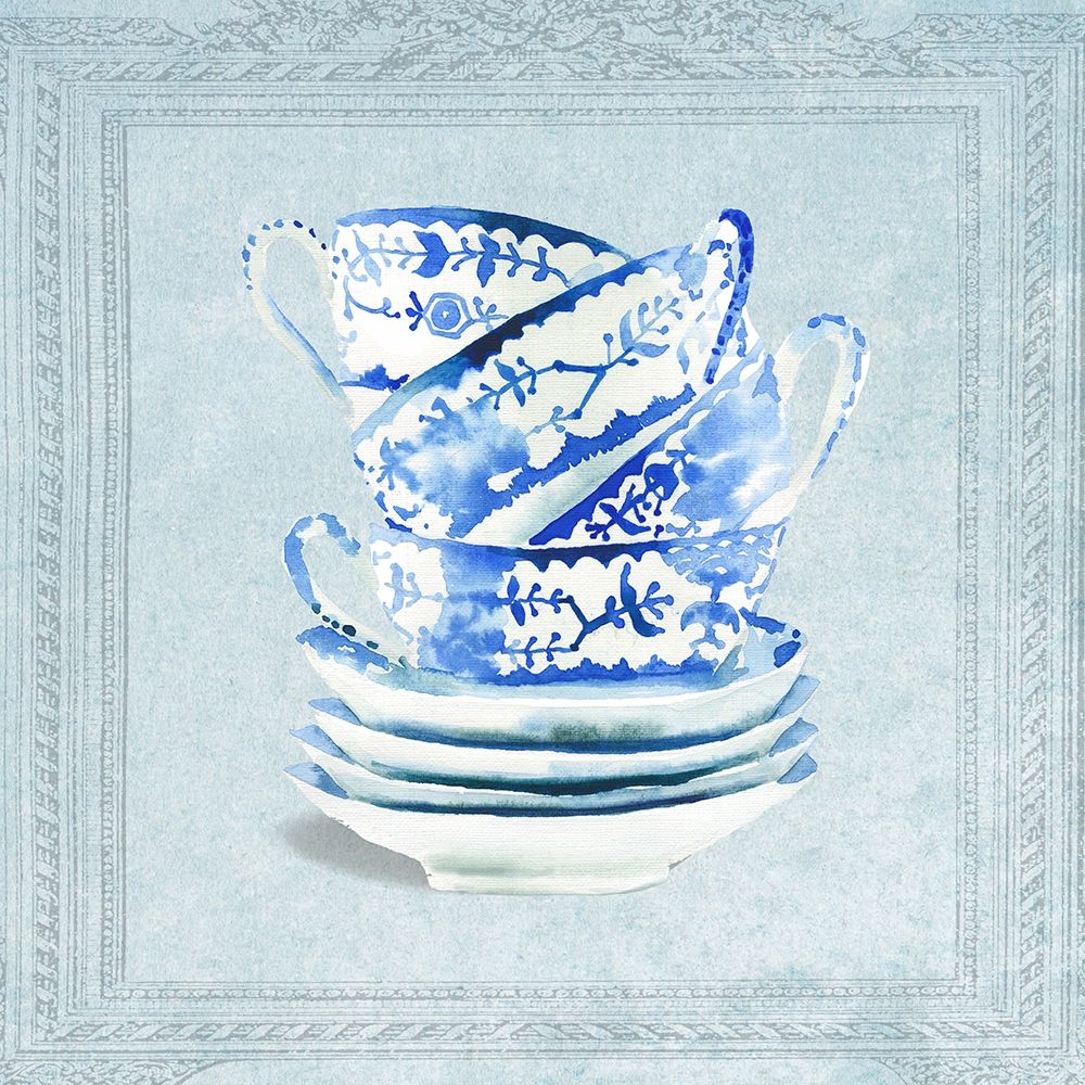 Stacked Tea Cups and Saucers