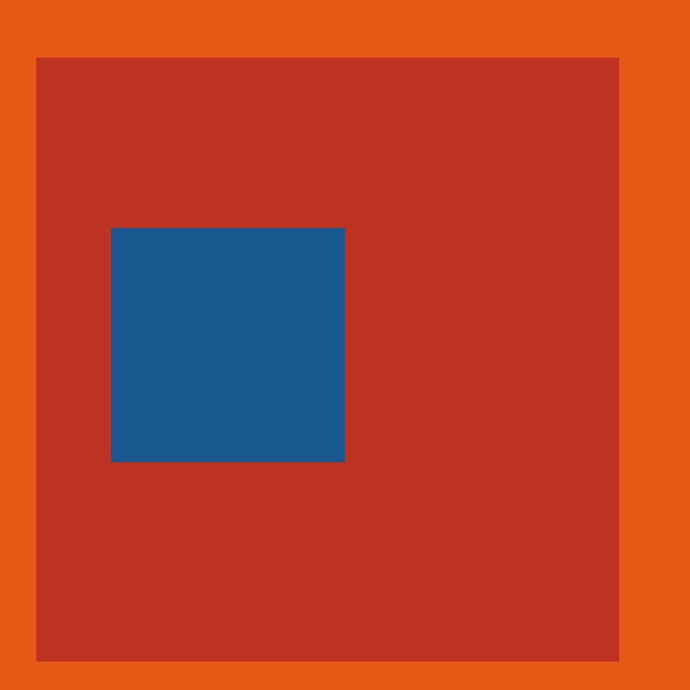 Blue Square on Red