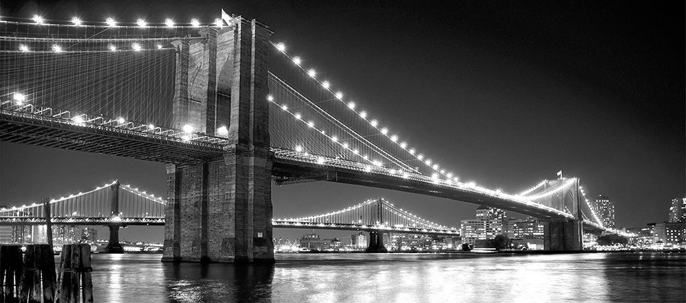 Brooklyn Bridge and Manhattan Bridge at Night