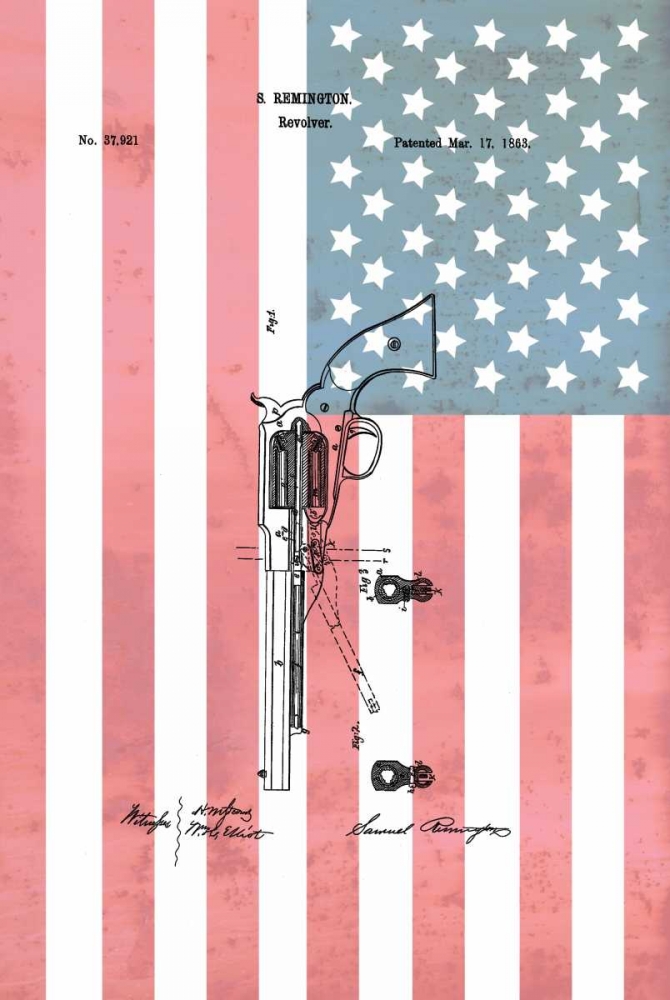 Remington Revolver and Flag - 186