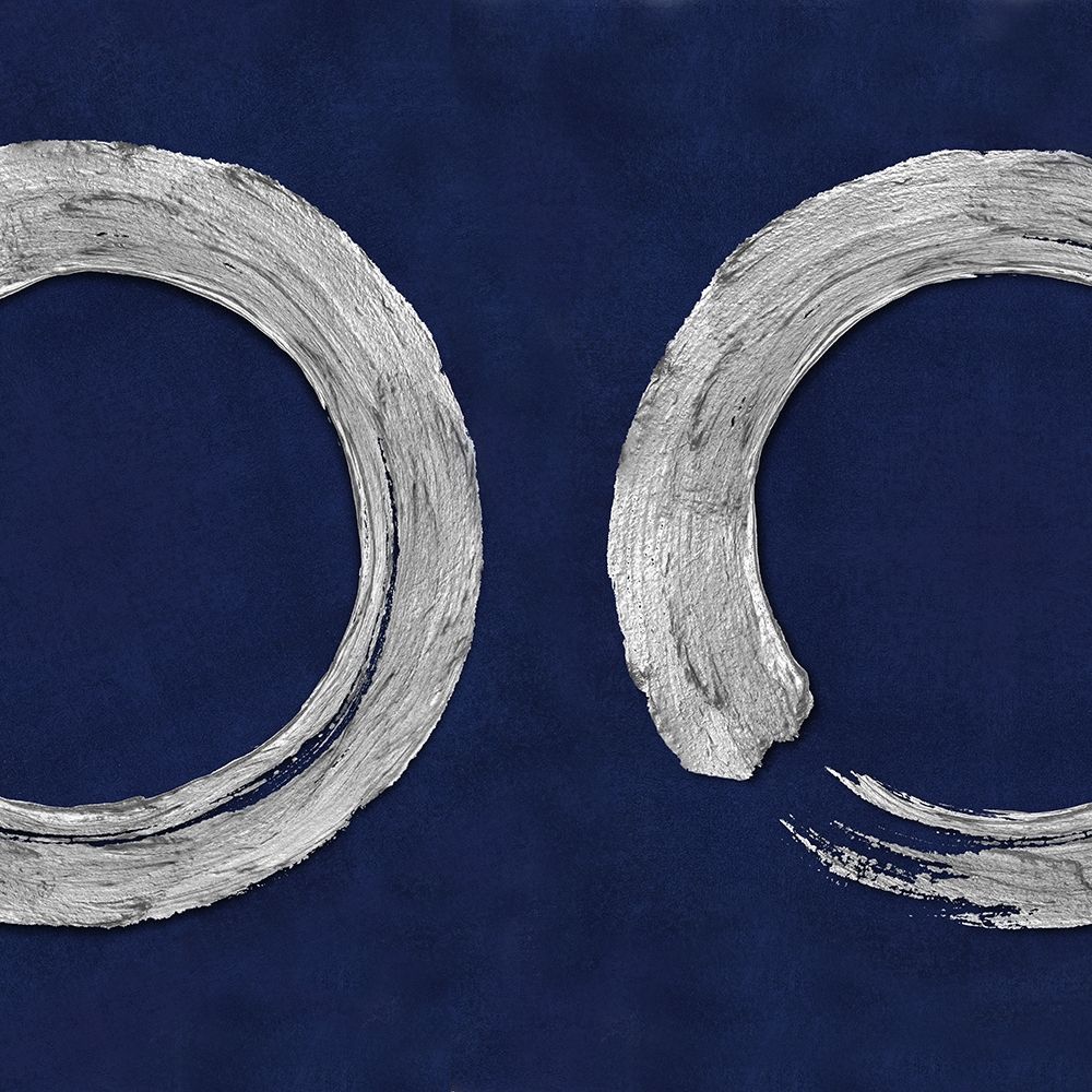 Silver Zen Circle on Blue II