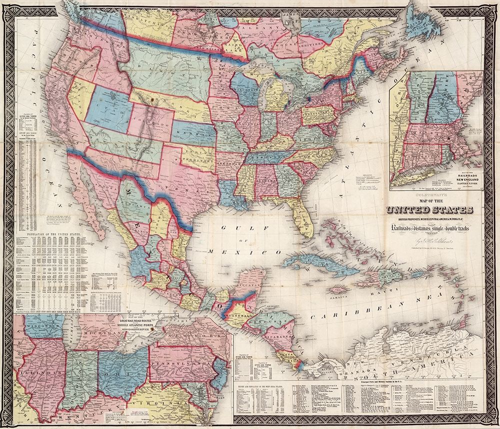 1861 Map of US and North America