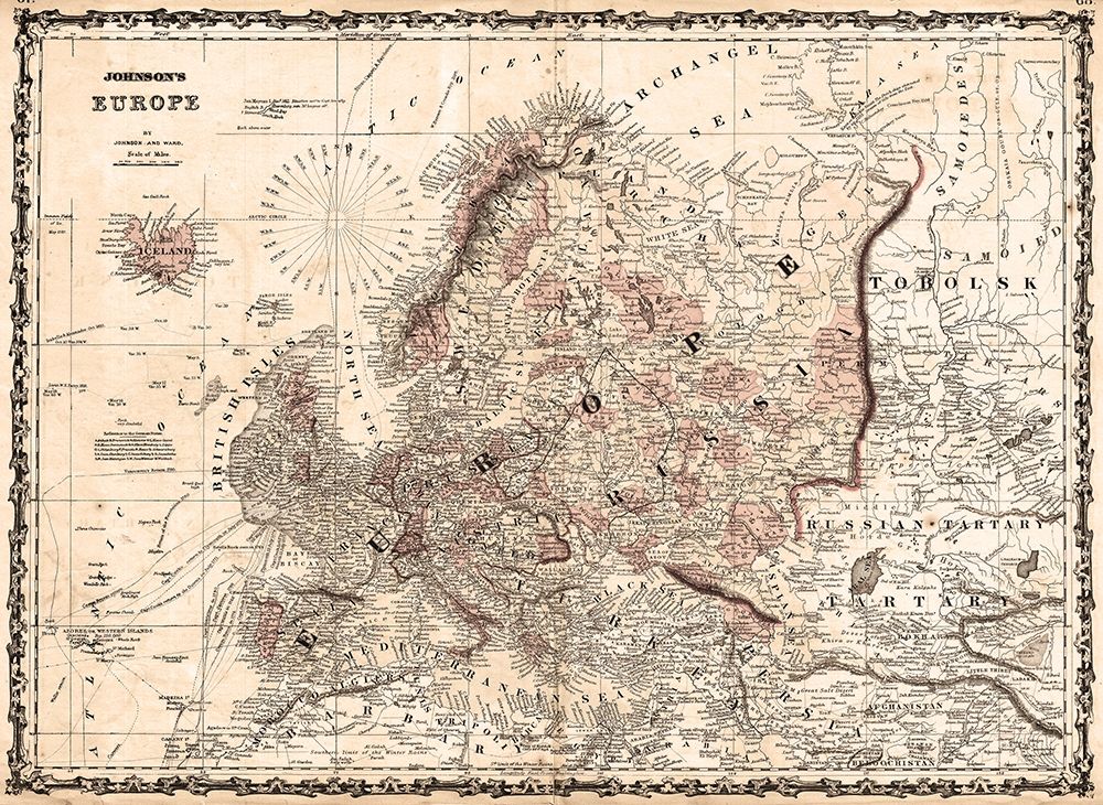 1862 Johnson Vintage Map of Europe