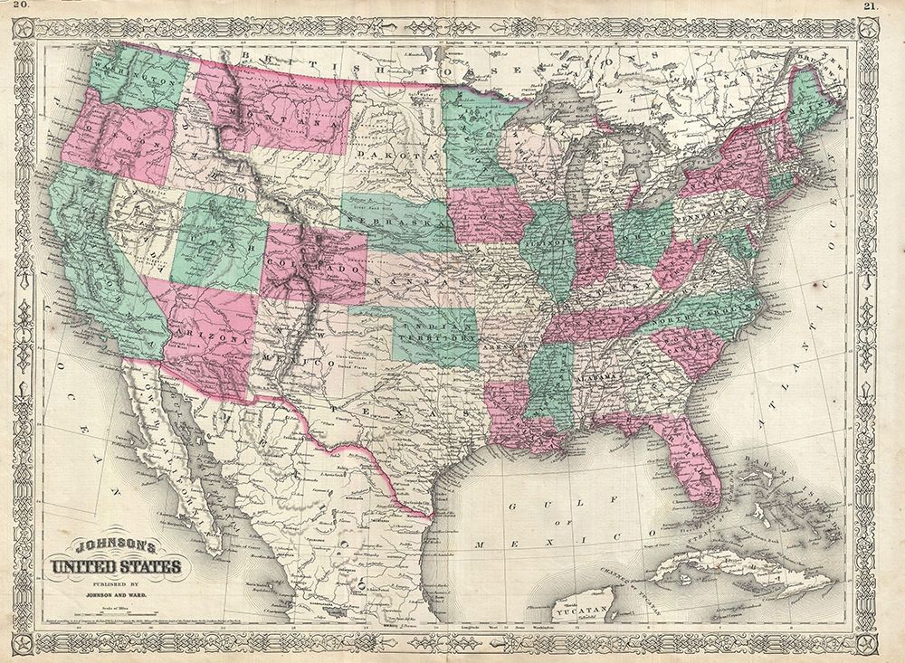 1866 Johnson Map of the United States