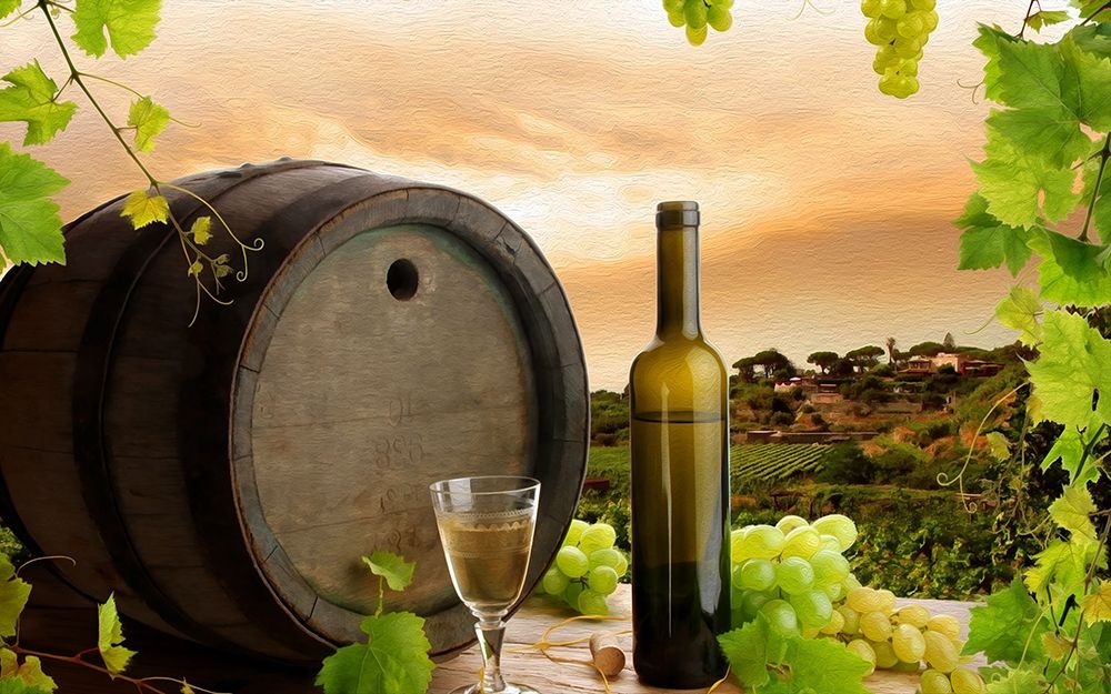 Tuscan Grapes and Wine