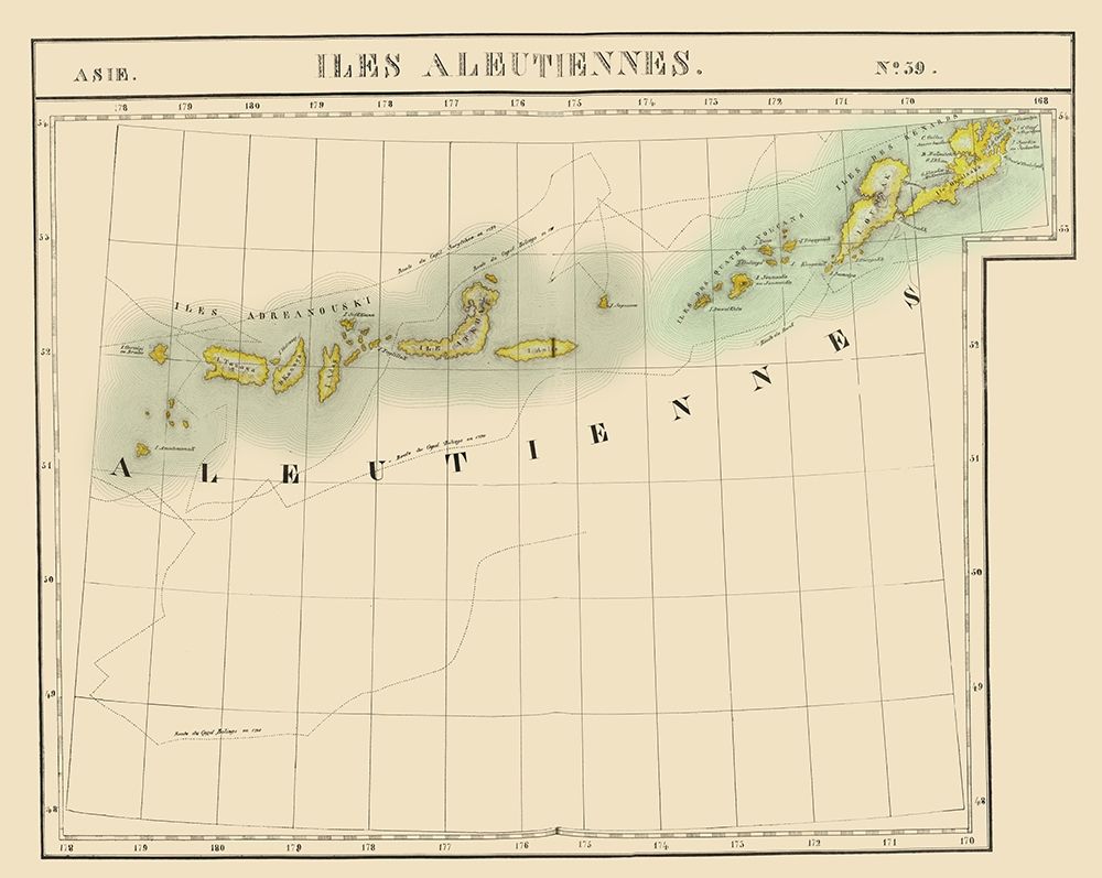 Aleutian Islands Alaska - Vandermaelen 1827