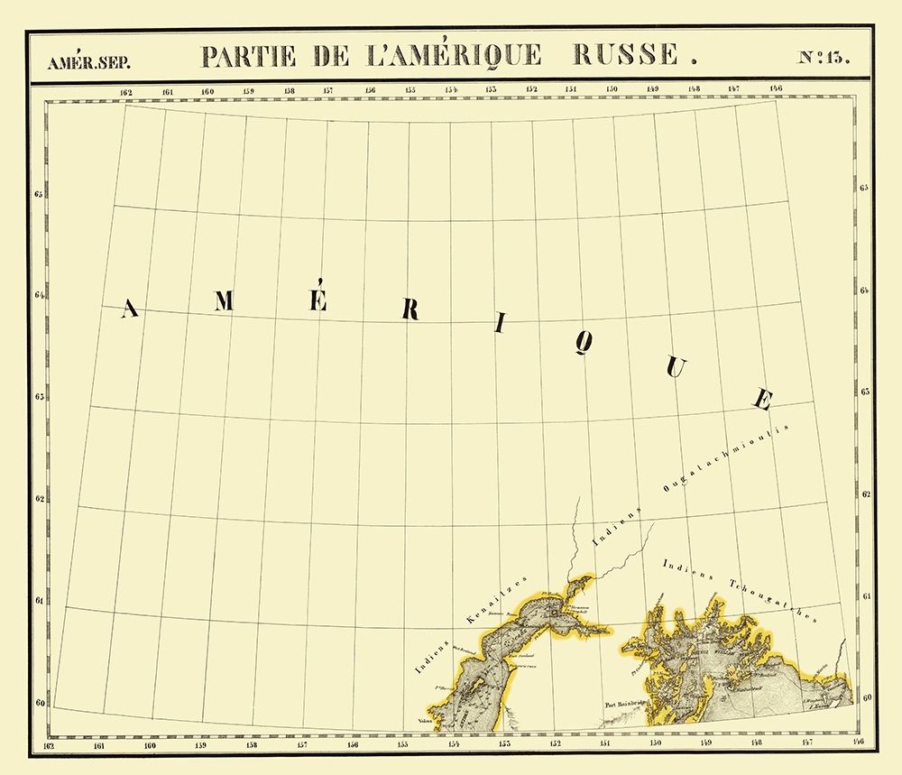 Alaska Southern Part No.13 - Vandermaelen 1827