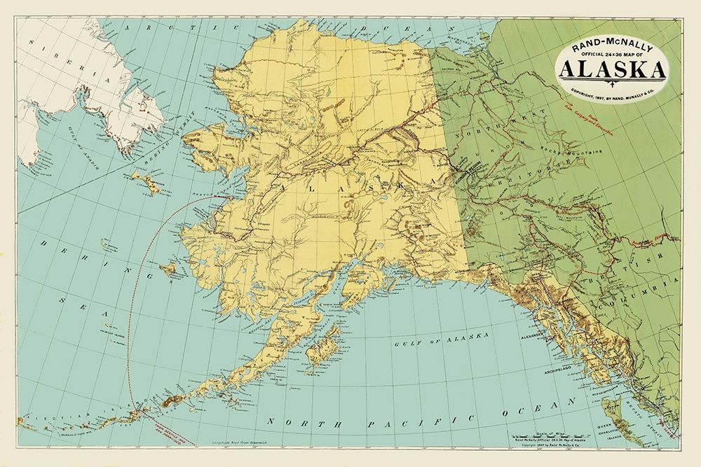 Alaska, Siberia - Rand McNally 1897